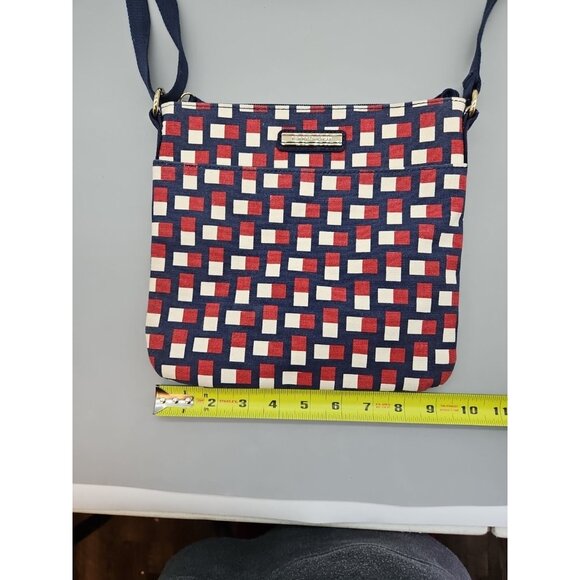 Tommy Hilfiger Red White & Blue Geo Print Crossbody Purse Gold Accent Hardware - Picture 3 of 7